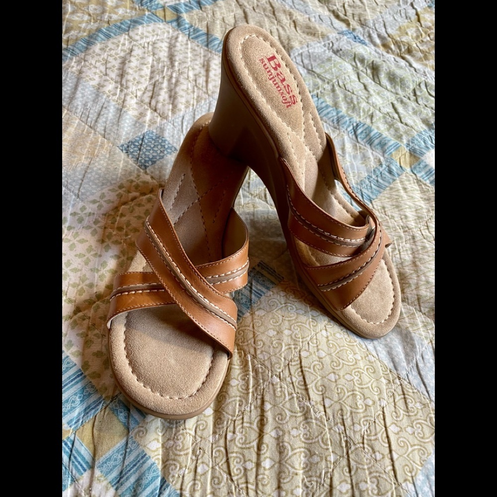 🌟Bass Leather Losita Slide Wedge Sandal🌟NWOT🌟